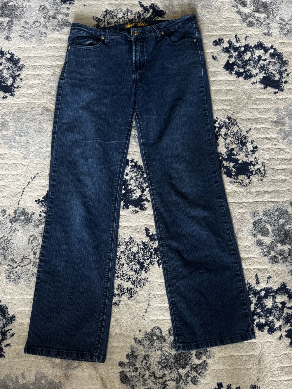 bill blass Navy Jeans with Gold Script Detail